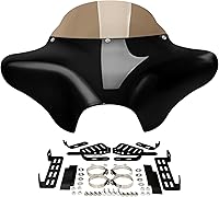 Vista 4 de TCT-MOTORPARTS Carenado Batwing con Parabrisas Compatible con Harley Softail Deluxe Fatboy Heritage Classic Yamaha V Star 1100 650 Classic Softail