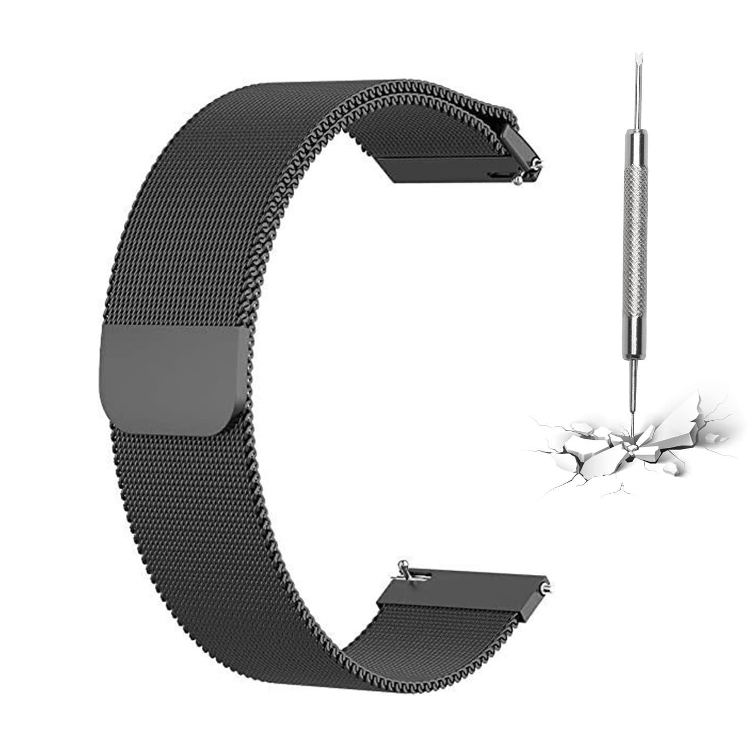 CarlongCorrea de reloj de acero inoxidable de malla 12 mm / 18 mm / 20 mm / 22 mm pulsera de metal de repuesto pulsera de acero inoxidable con cierre magnético Smartwatch correa de repuesto