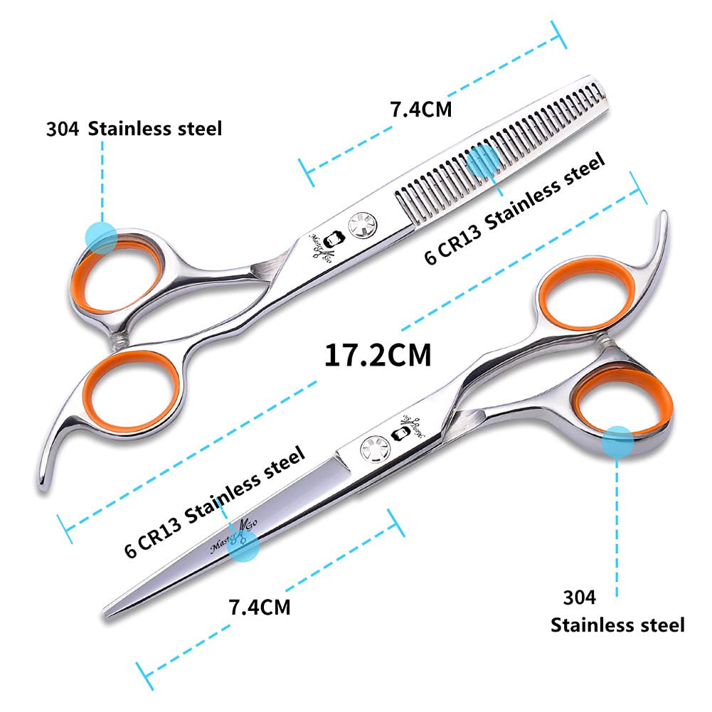 Ciseaux De Coupe des Cheveux Professionnels, 6,0 Pouces Coupes De Ciseaux De La Barbe De La Barbe De Cheveux Ciseaux De Toilettage, pour Hommes Femmes Enfants Animaux Domestiques Salon