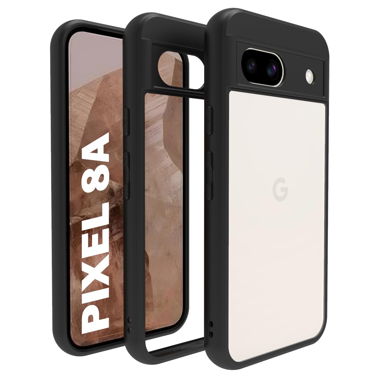 RIGGEAR Shockproof Clear Hybrid Armor Back Cover Case Compatible with Google Pixel 8a (Clear PC + Clear TPU Bumper) (B0D3LTGQND) Amazon Price History, Amazon Price Tracker