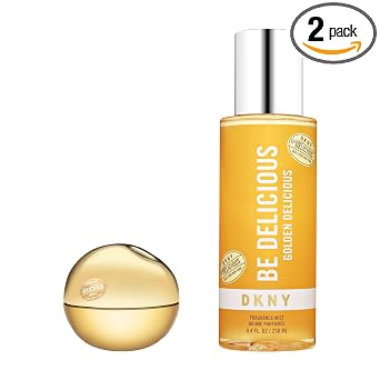 DKNY Golden Delicious Eau de Parfum Duo - Long Lasting White Floral Fragrance - Perfume Spray 1.0 Fl. Oz. & Fragrance Mist 8.4 Fl. Oz.