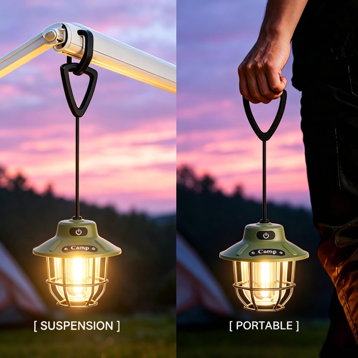 Lanterna da campeggio da 1200 lumen, luce LED ricaricabile con 4 modalità di illuminazione, torcia portatile USB per esterni, per campeggio, escursionismo, emergenze, interruzioni di