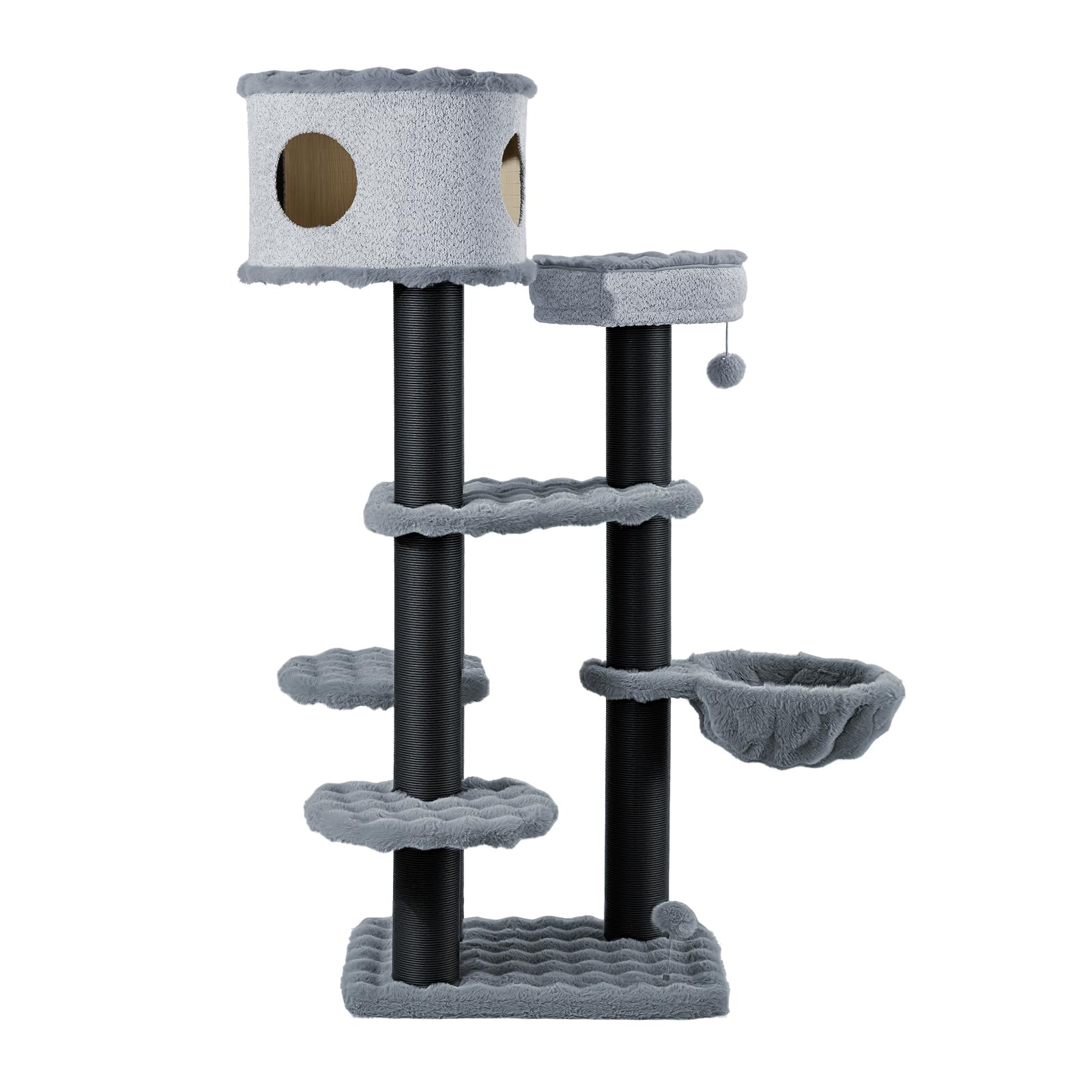 Fudajo Empire Tower 190 cm drapak XXL, drzewko dla kota z domkiem, wiszącym leżakiem, legowiskiem i słupkami do drapania z papierowej liny