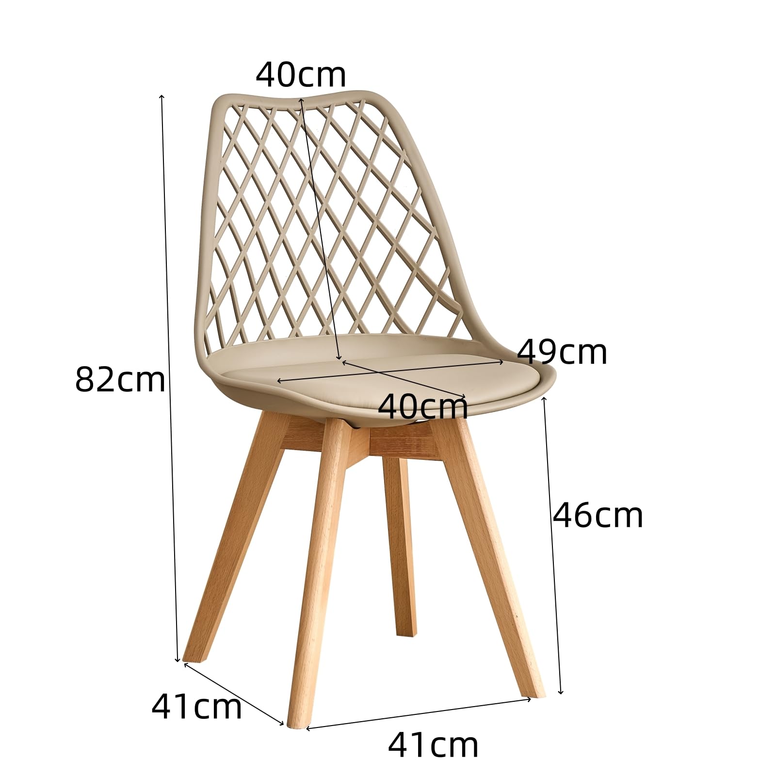GrandCA HOME Lot de 6 Chaises de Salle à Manger, Chaises de Cuisine Modernes avec Assises en Cuir et Pieds en Hêtre, Idéales pour La Cuisine et La Salle à Manger - Kaki