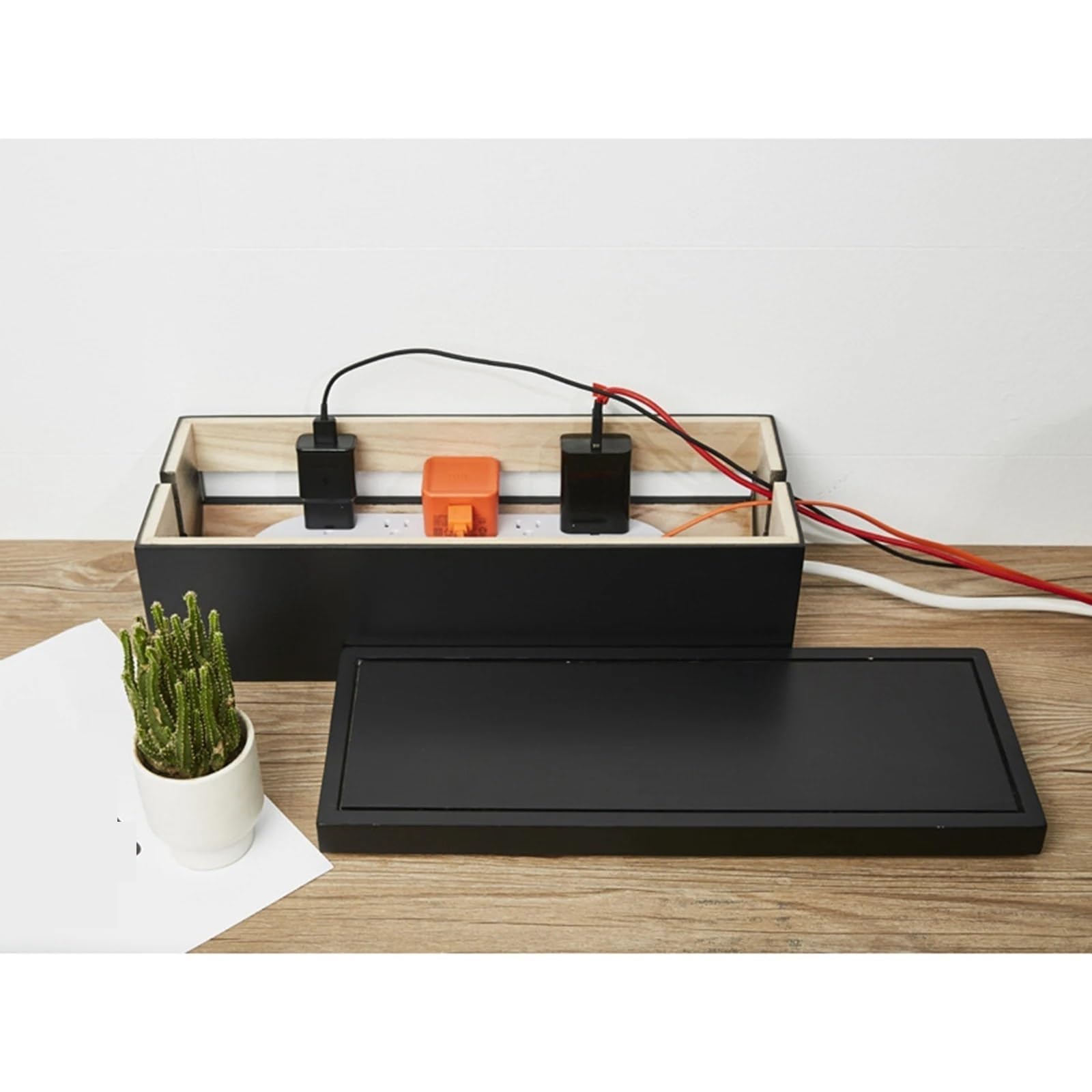 Kabelmanagement Box Kabelmanagement-Aufbewahrungsbox, Kabel-Organizer, Kabel-Versteck, Ladegerät-Aufbewahrungsabdeckung, Power Stripe, Überspannungsschutz, Home-Office-Dekor(Black)