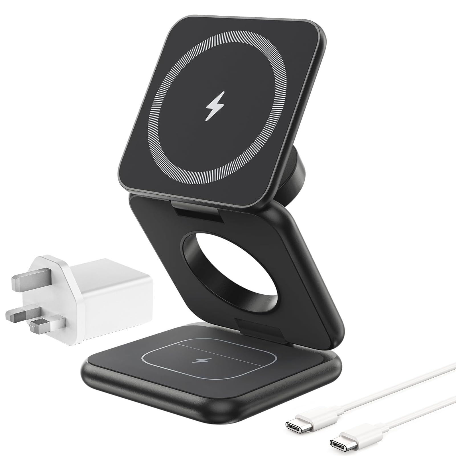 Sponsored Ad – X40 3-in-1 Wireless Charging Station, Foldable Magnetic Wireless Charger for iPhone Series 12–17, 5W for iWatch 11–4/SE/Ultra, Wireless Earbuds 4/3/2/Pro, Ideal for Travel/Home/Office – Black