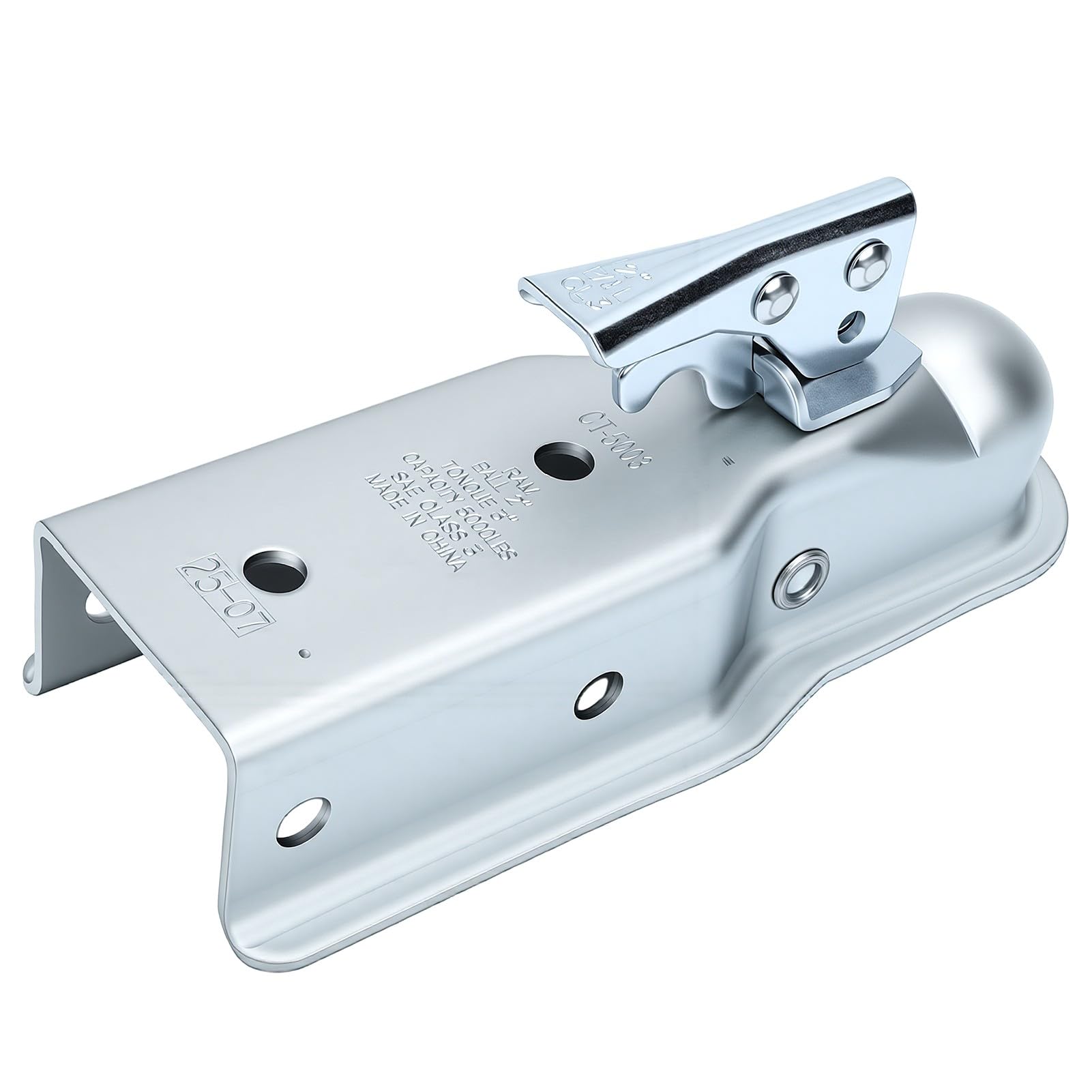 Akozon Acoplador de Lengüeta de Remolque Recto, Conector de Enganche de Capacidad de 5000 LB con Pasador de Bloqueo para Bola de 2 Pulgadas y Canal de 3 Pulgadas, Se Adapta a Remolques