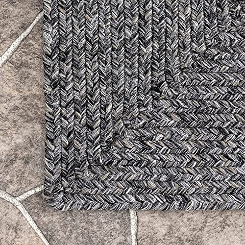 Image of Premium Hand Braided Cotton Rectangular Carpet 4X6 Feet | Soft & Durable Floor Rug for Living Room, Bedroom & Kids Room | Anti-Slip, Washable & Eco-Friendly Color -charcool