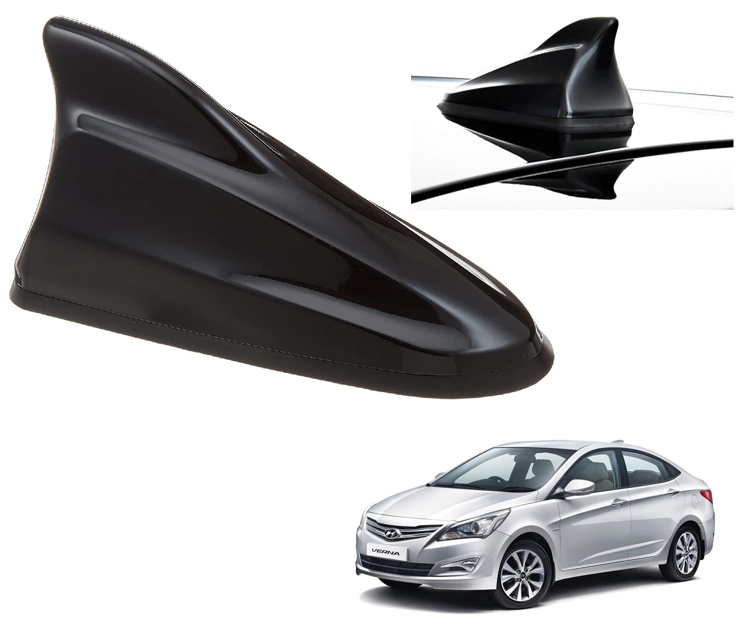 Auto Addict Car Shark Fin Antenna Replacement Antenna (Black,1 Pc) for Verna Fluidic(2011-2017)