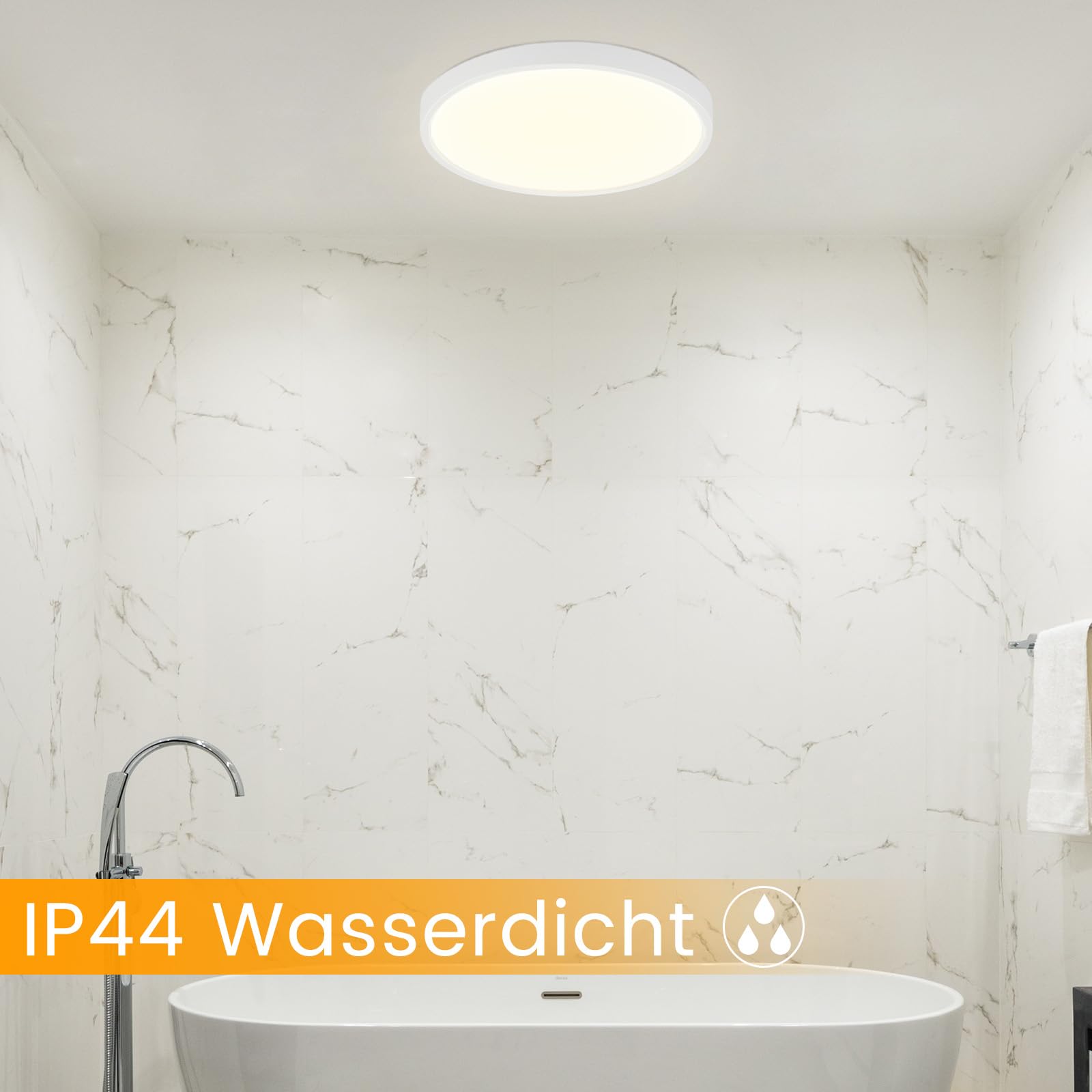 ZMH plafondlamp LED plafondlamp slaapkamer - 30cm slaapkamerlamp sterrenhemel keukenlamp rond 18W badkamer plafondverlichting badkamerlamp IP44 6000K voor woonkamer kinderkamer keuken