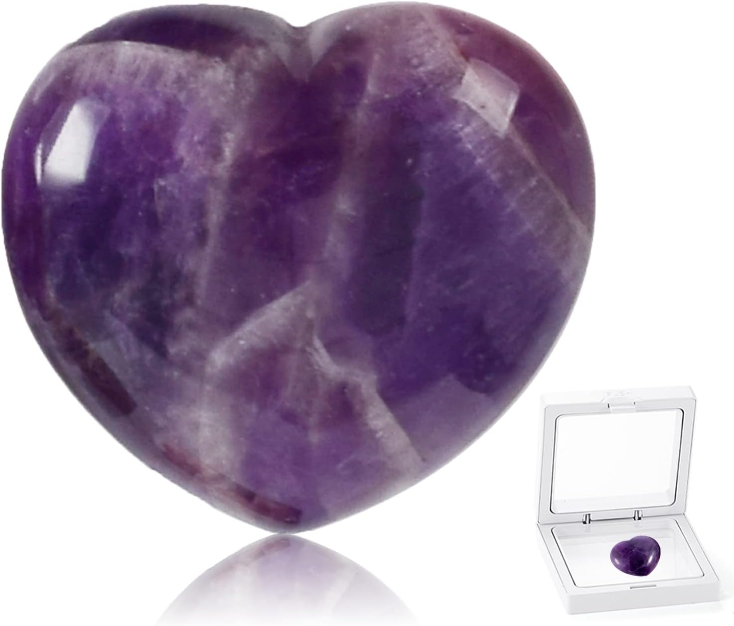 Amethyst Crystals Heart Worry Stones Anxiety Palm Stone Quartz Crystal Healing Chakra Stress Gemstone for Jewllery Making, Reiki Meditation Therapy Smooth Pocket Thumb Mini Crystals