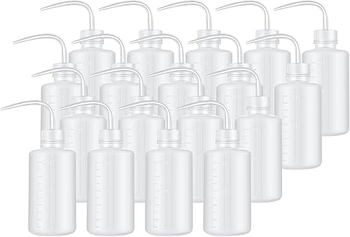 PATIKIL 18 botellas de plástico de 8.5 fl oz, multiusos, cuidado de plantas, limpieza, uso en laboratorio, acabado cromado, transparente,