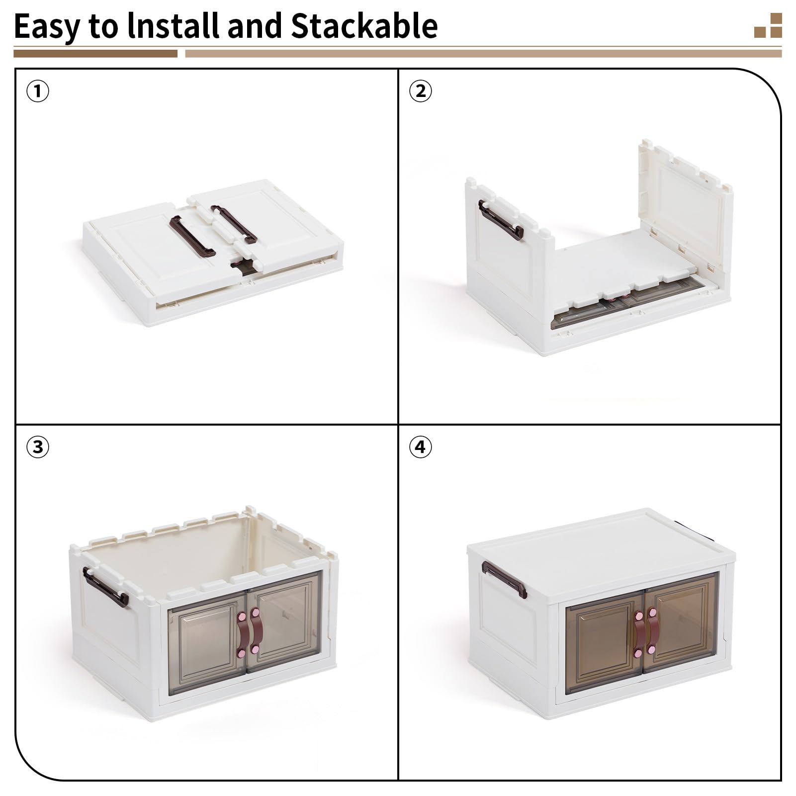 DreamHaven Caja De Almacenaje Plegable De 5 Niveles con Puertas, Apilable, De Plástico con Ruedas, Organizador De Armario para Dormitorio, Baño, Cocina Y Sala De Estar.