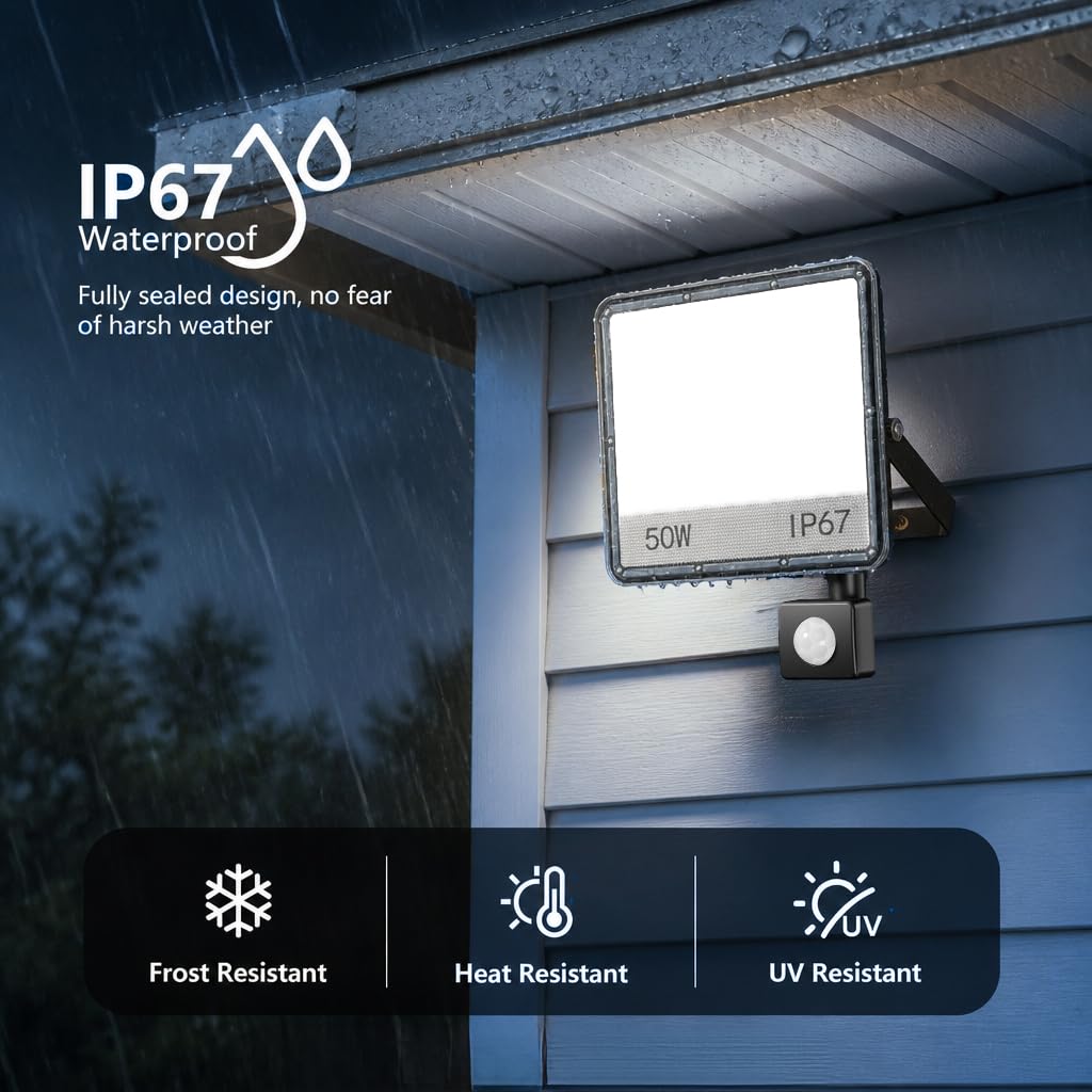 Projecteur LED Extérieur avec Détecteur,2 Pieces 50W 5000LM