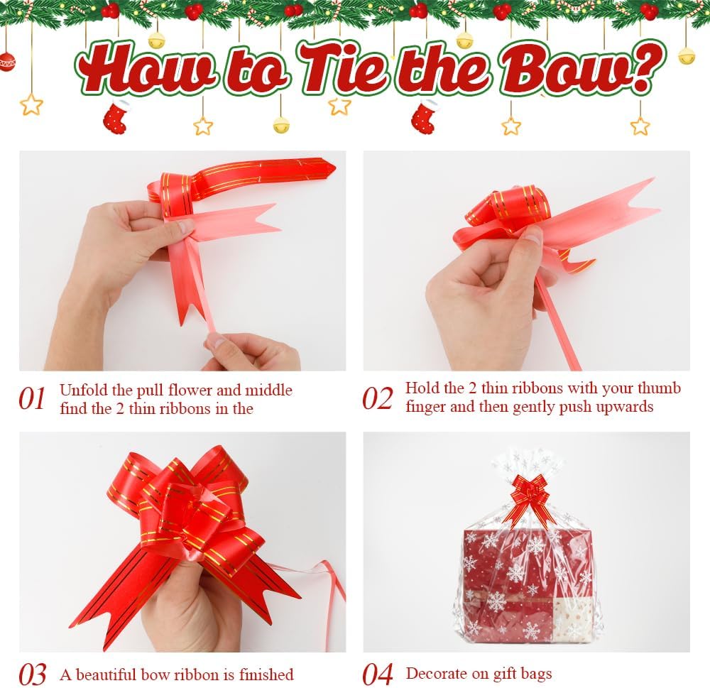 Large Christmas Snowflake Cellophane Bags, 15 Pcs Christmas Gift Bags, 20x28 Inch Plastic Cellophane Bags for Gift Baskets, Clear Gift Basket Bag Wrapp with Pull Bows for Xmas Holiday Party Supplies - Image 5