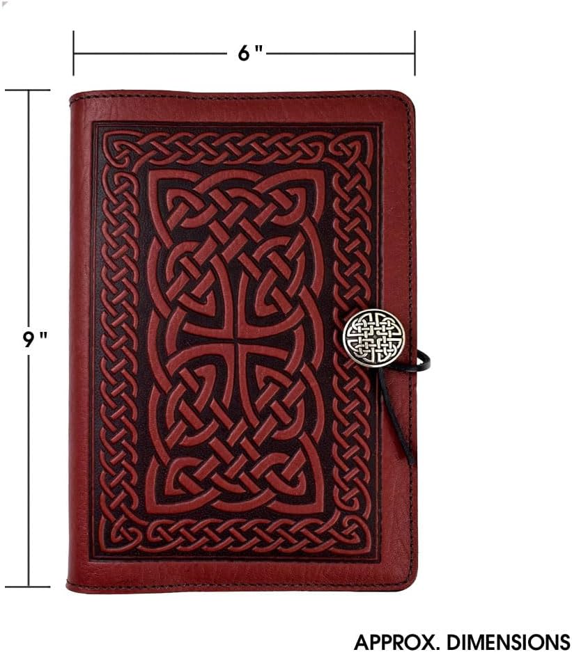 Eternal Celtic Braid American-Made Embossed Leather Drawing and Writing Journal, 6 x 9 Inch A5, Refillable Hard Cover Insert