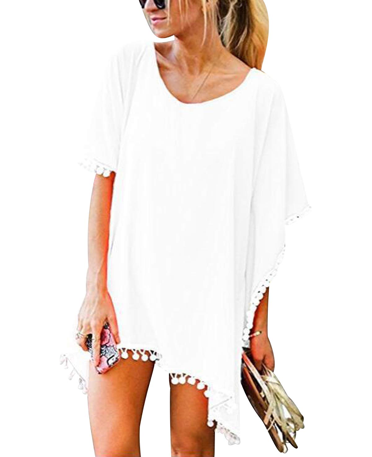 Pengniao Vestidos de Playa Vestidos Pareos Playeros Mujer Kaftan Camisolas Caftanes Bluson Tunica Blusas Playa Ropa de Baño Vestido Playero Ropa de Playa Piscina Mujer Bikini Cover Up Tunicas Playera Camisola