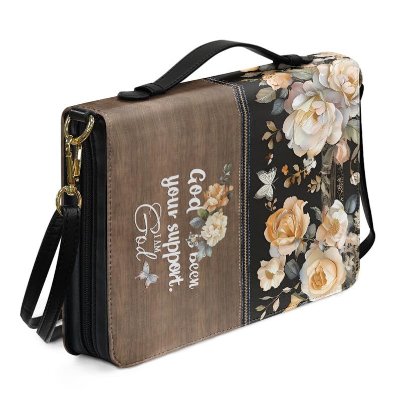 Kuiaobaty Inspiring Word Peony Flower Bible Case with Handle and Pen Pocket, Cute Floral Bible Case Large Women Bible Carrying Case with Shoulder Strap — image 1