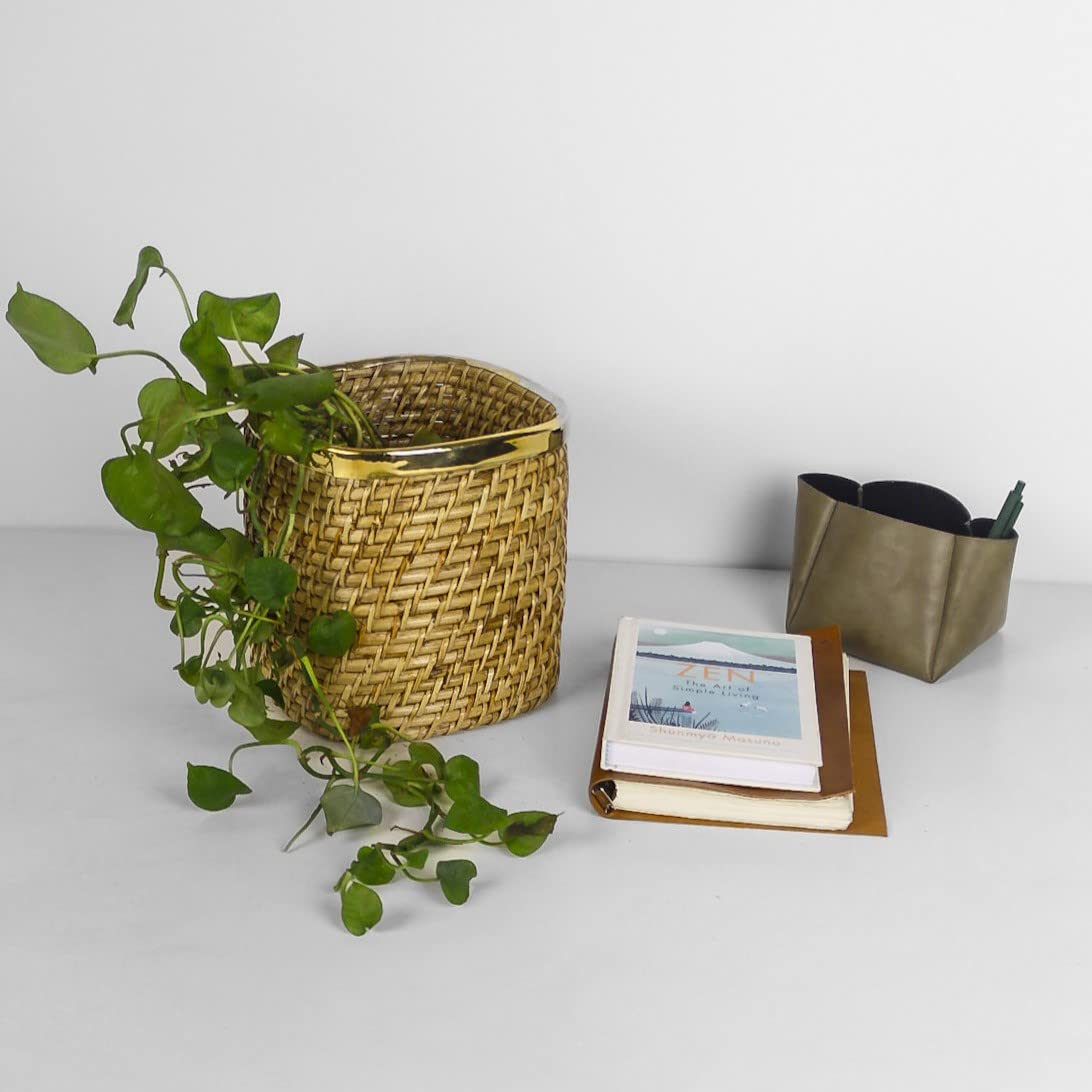 TANN TRIM The Square Side 8 Inch Flower Pots for Home Decoration-Square Shaped Hand-Woven Rattan Planters for Living Room-Decorative Indoor Plant Pots (B0C2N5HQ2T) Amazon Price History, Amazon Price Tracker