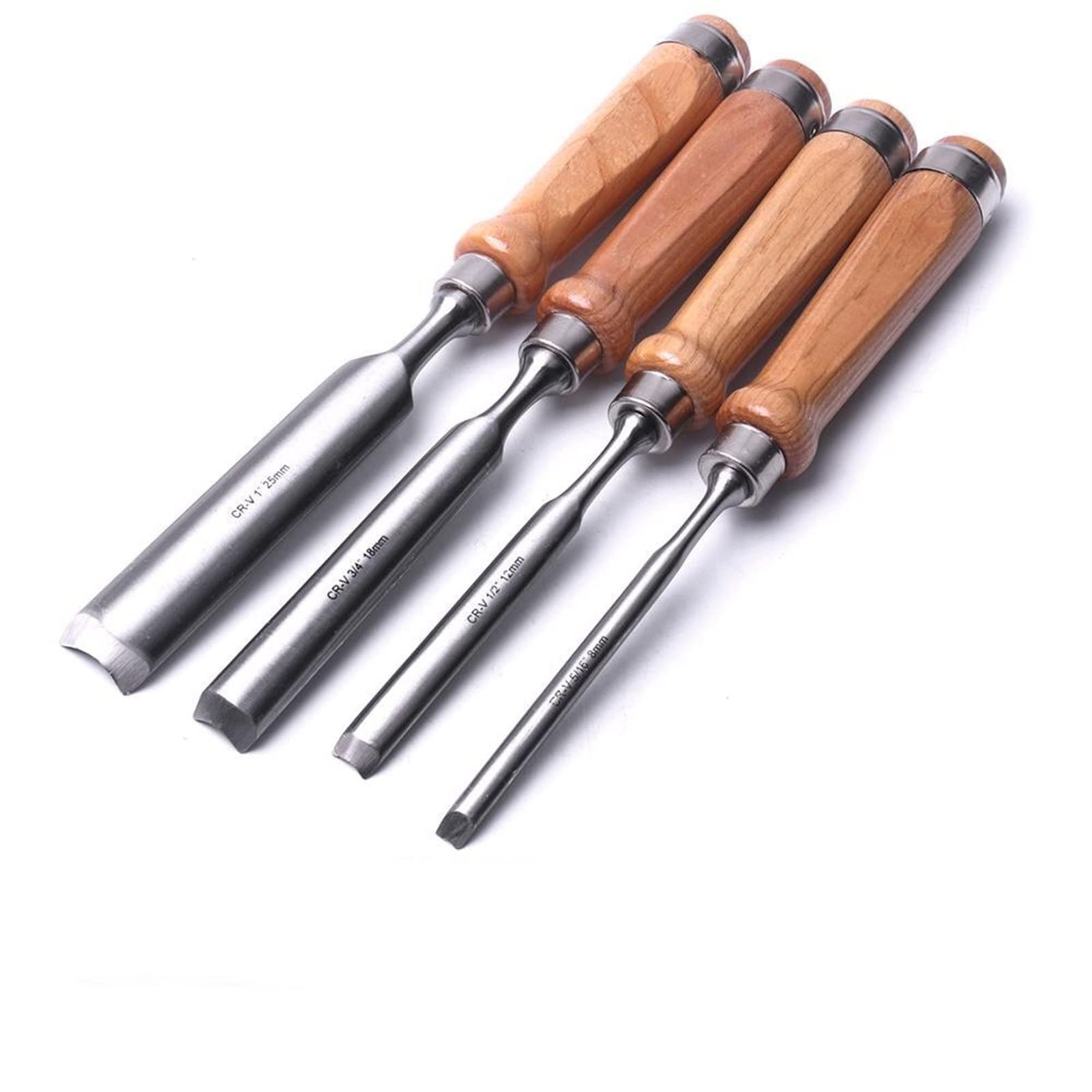 Set di 4 scalpelli per Legno Professionali, scalpelli per Legno semicircolari in Acciaio al Cromo vanadio, scalpello per Intaglio del Legno, scalpello per Scultura,
