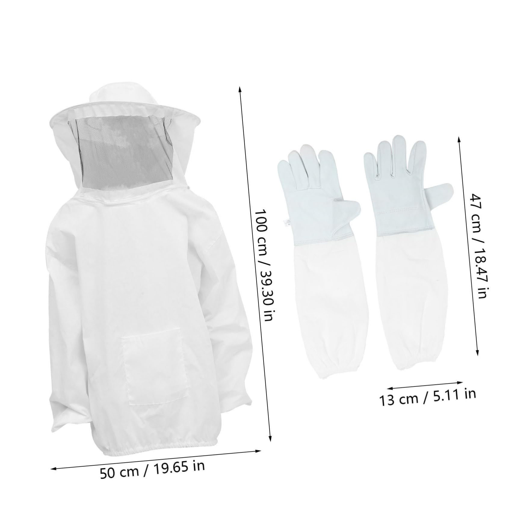 Imkerhandschuhe 1 Satz aus Polyester und Wildleder, Weiß