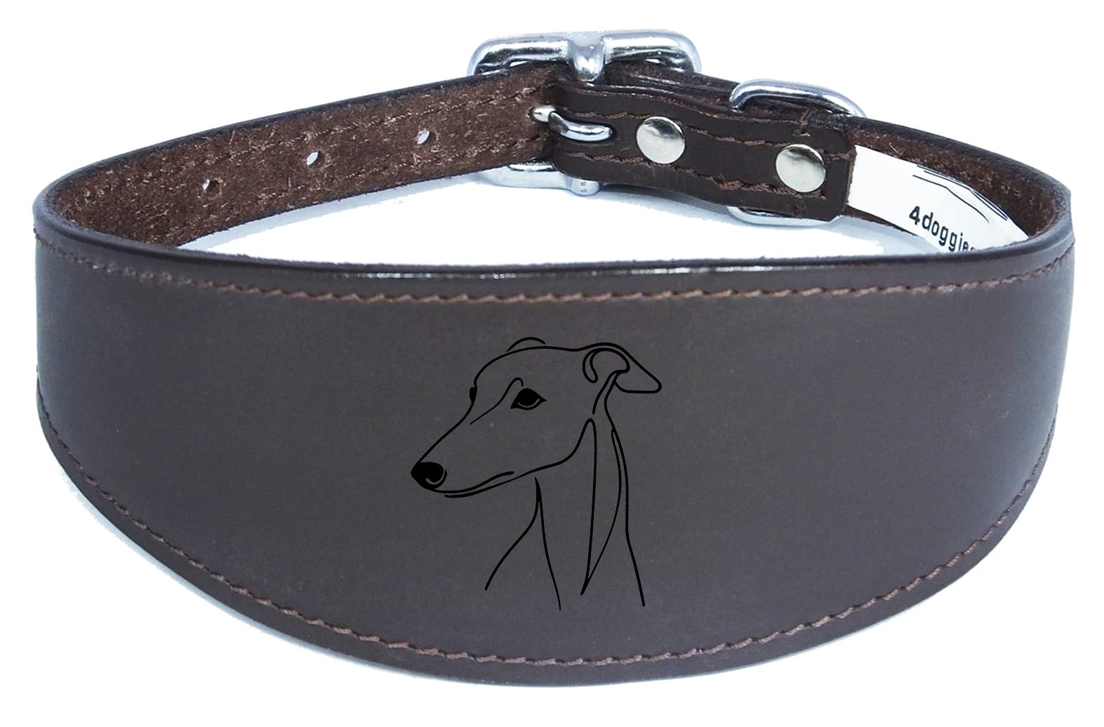 Sighthound Leather Collar, Wide, Padded, Handmade for Whippet and Greyhound, NL10 — image 1