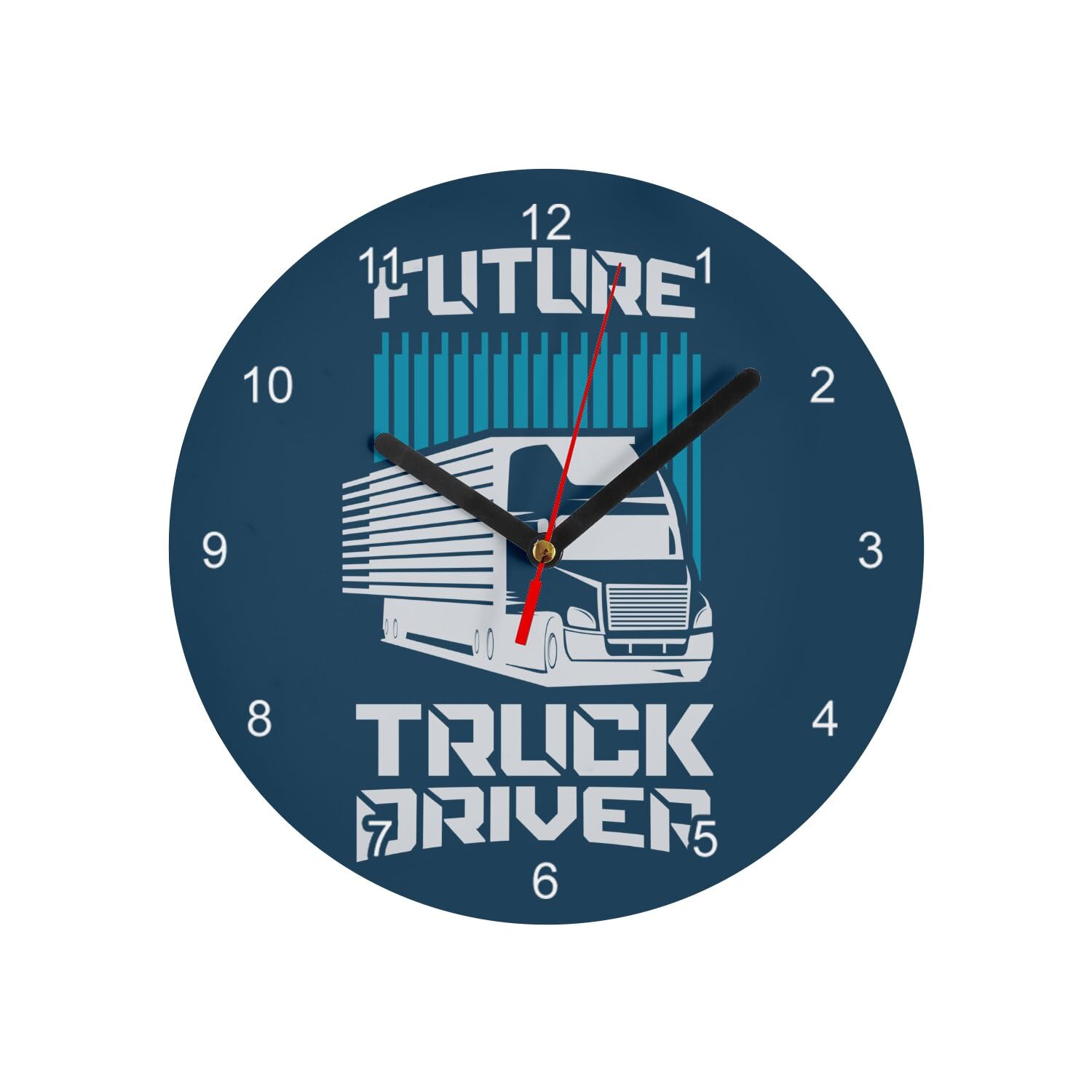 Horloge murale en verre Future Truck Driver silencieuse bleu 20cm