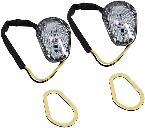 Suuonee Luz de señal de giro, 1 par de luces LED ámbar para motocicleta, luz intermitente, montaje empotrado para Yamaha YZF R1 R6 R6S (transparente)