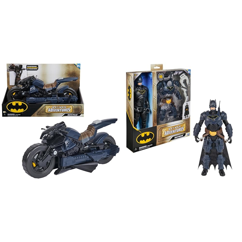 Batcycle Trasformabile Batman Adventures + Action Figure Robin 30 Cm | Veicolo 2 In 1 | Giocattoli DC Comics - 2