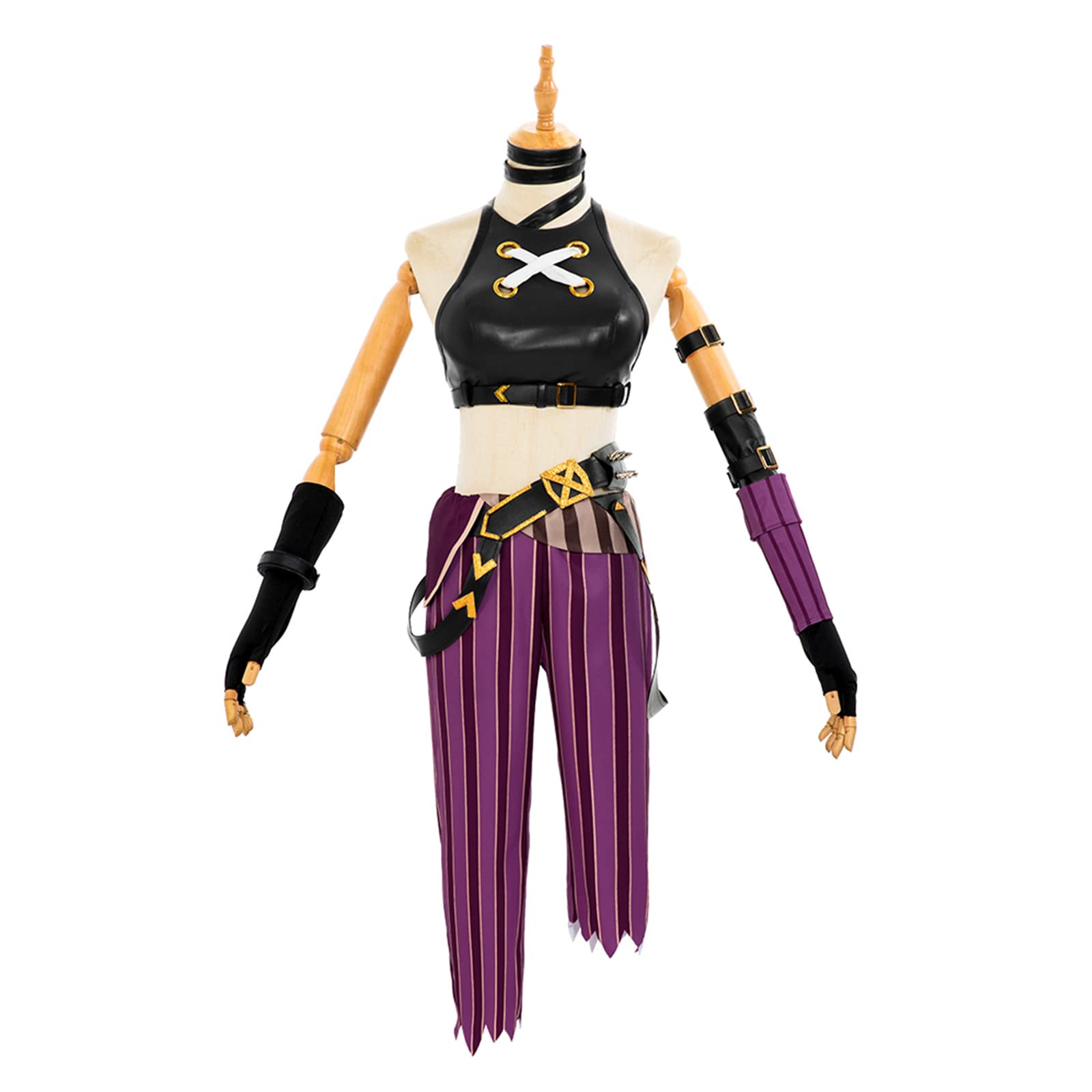 League of Legends Cosplay Costume with 10 Accessories, Anime Wig Long Braid Cosplay Wig with Bangs