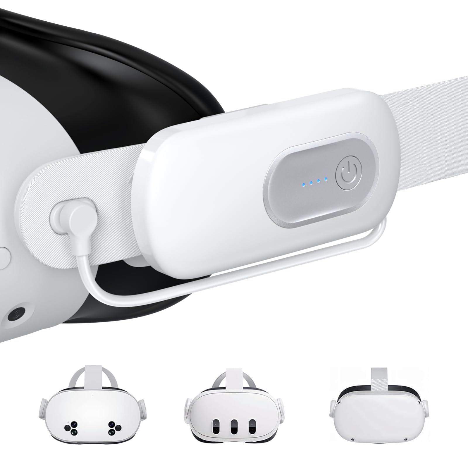 Kinwin Akku für Meta Quest 3/3S/2, 20000 mWh Erweiterungsakku, 18W Schnellladeakku für Oculus Quest 3S/3 Headset, leichtes Ladegerät, VR Zubehör für Quest Original und Elite Riemen