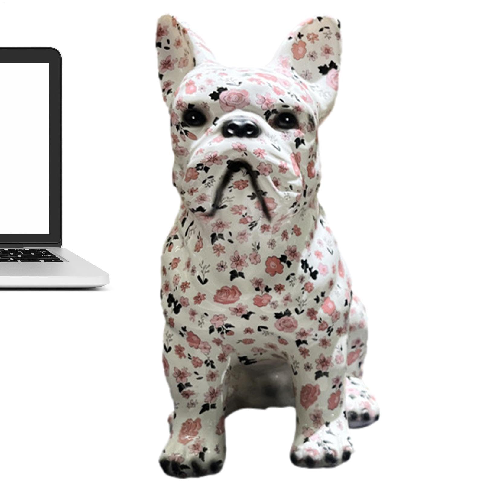 Statue de chiot peinte moderne pour décoration de salon et bureau en résine