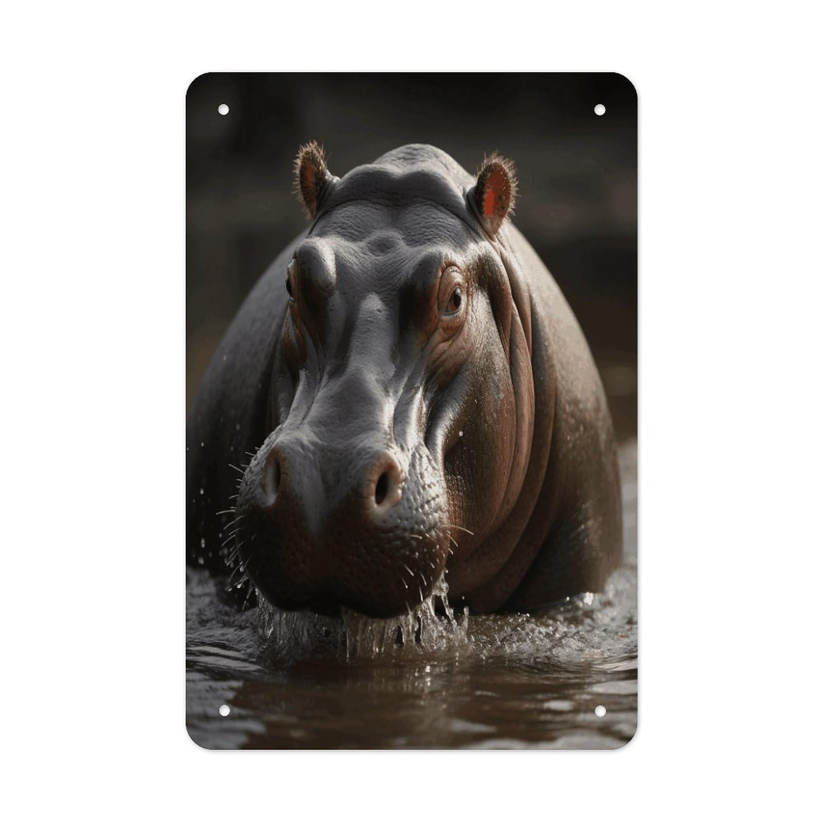 VstaDank Hippo Metal Tin Signs Personalized Wall Art Prints Decoration Art Poster Funny Vintage Tin Sign Iron Sheet Painting Metal Signboard Decor Painting for Wall Decor