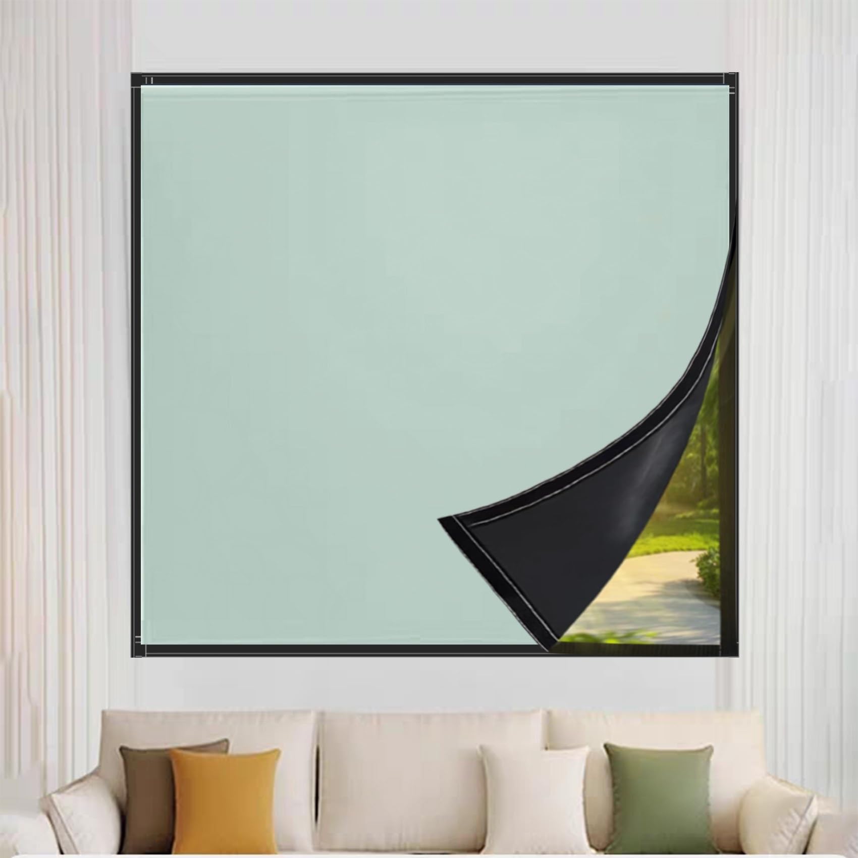 No Drill Portable Blackout Shades 155 x 125 cm, UV Protection Sun Protection, Easy to Stick on No Drillchild Safe Blackout Curtain Bedroom Portable, With black tape for Home, Green