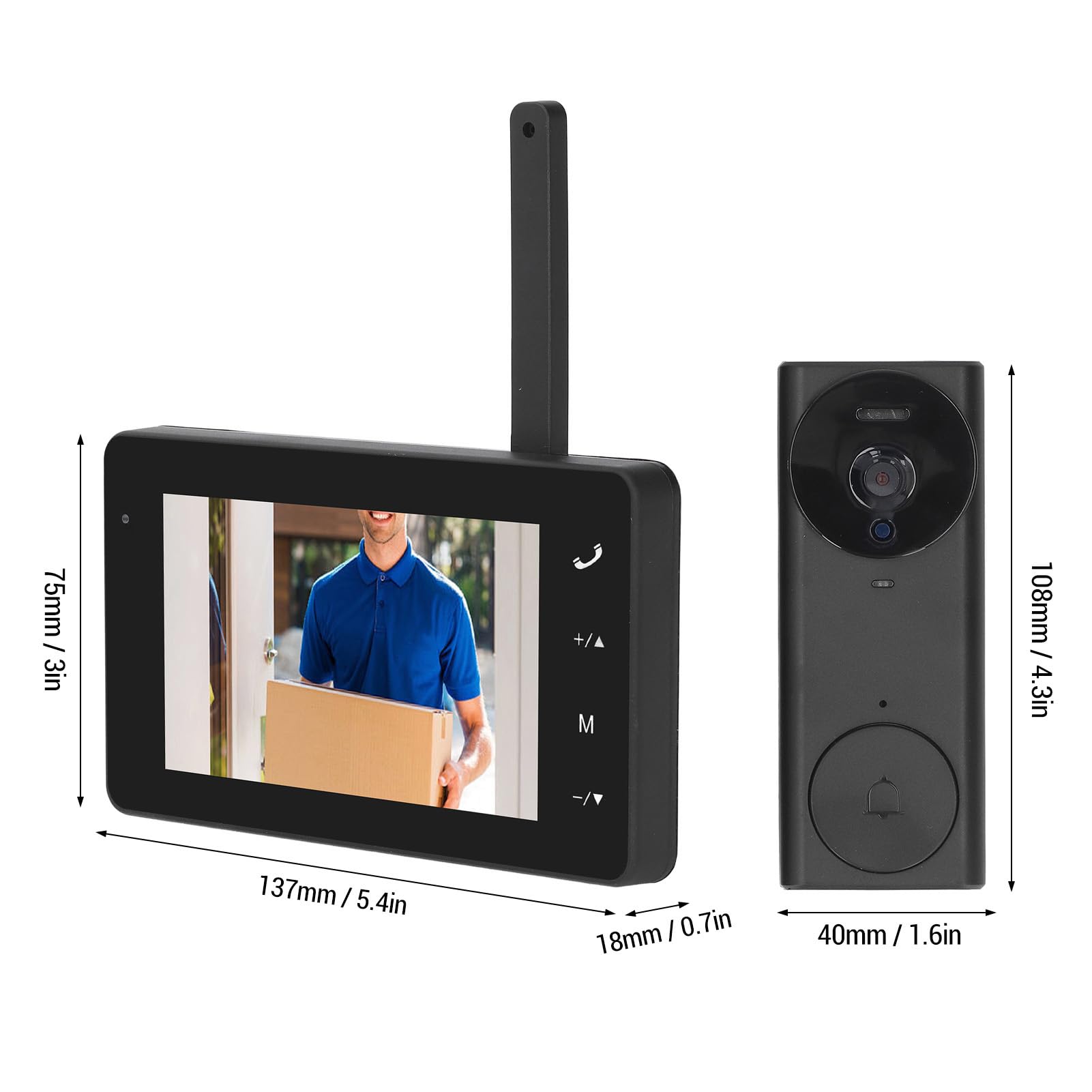 Luocute Videoportero Inalámbrico 1080P, de Intercomunicación con Timbre y Lente de 8MP 170° de Ángulo de Visión, for Puerta de Entrada y Acceso Residencial