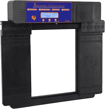 Solar Automatic Chicken Coop Door, Double Open Type Remote Control Timing Poultry Door, Solar Powered Chicken Coop Opener with Timer for Duck Goose Farm, Light Sensing Anti Pinch S (Black)