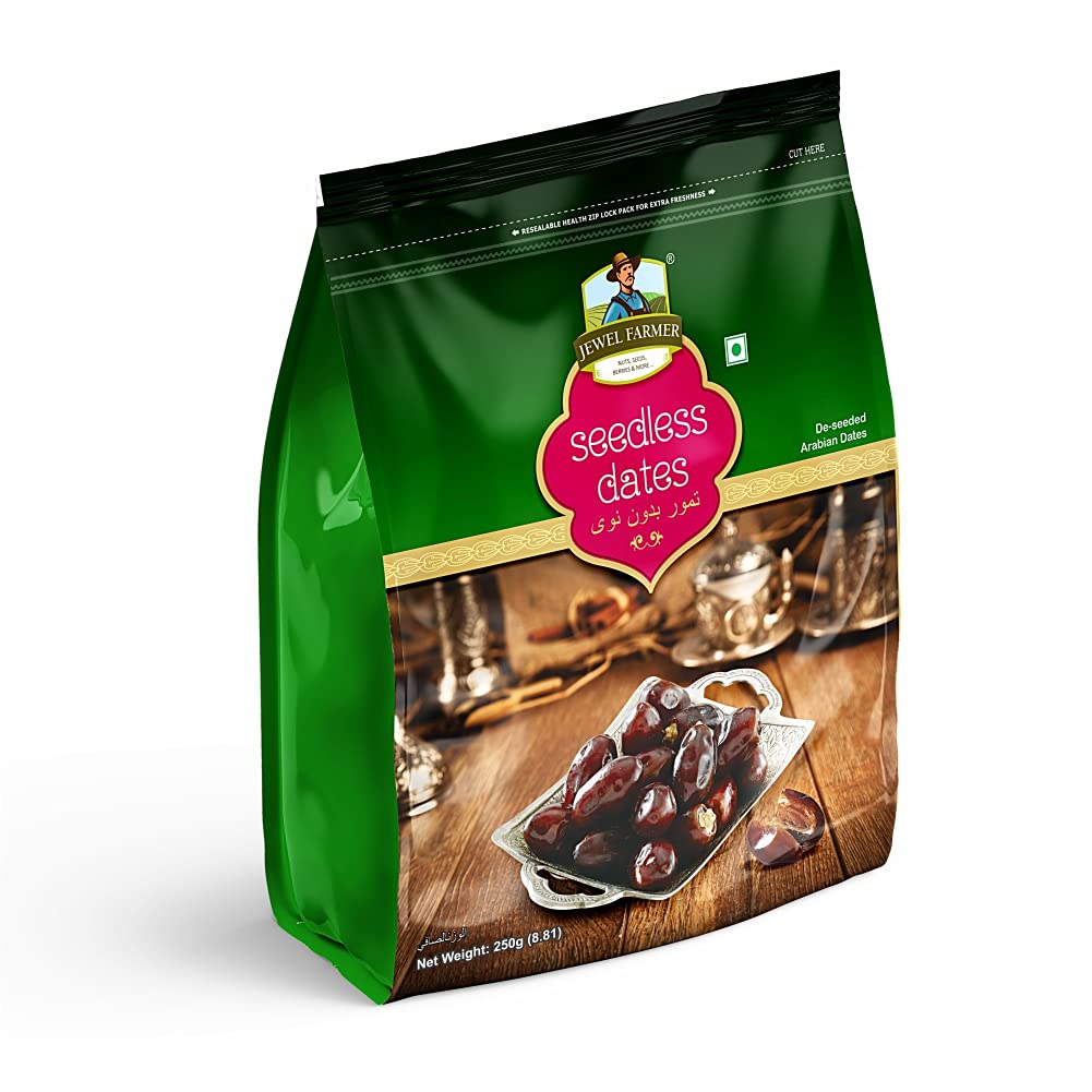 JEWEL FARMER Seedless Dates, Nutritious & Fresh De-seeded Dried Khajoor Pack Enriched with Dietary Fiber & Protein (250g) (B07ZJD2YMT) Amazon Price History, Amazon Price Tracker