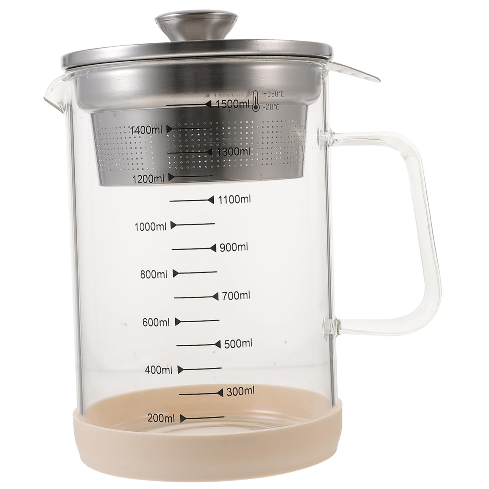 SOLUSTRE Caraffa in Vetro 1500ml Filtro a Maglia Fine in Acciaio Inox e Silicone, Utile Strumento da Cucina per Filtrare Latte di Soia e Succhi