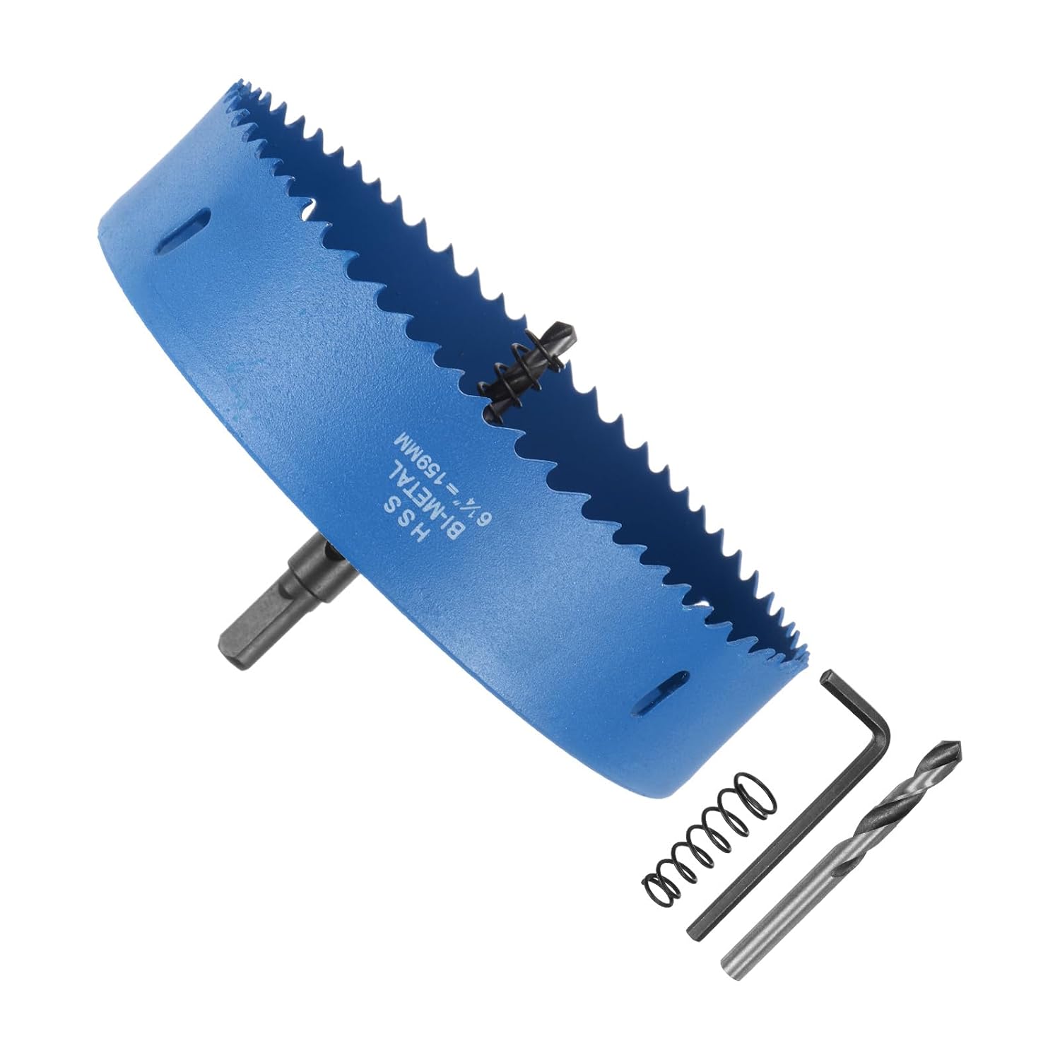 HARFINGTON Bi-Metal Hole Saw Kit 159mm (6-17/64") Hole Cutter Set with 1pcs 1/4" Hex Shank Arbor 2pcs 1/4" Center Drill Bits 2ps Springs 1pcs Wrench for Wood Plastic Soft Metal