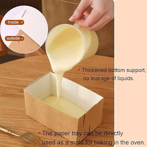 Miniatura 4 de Moldes desechables para pan, molde de pan de papel para hornear pan, 25 piezas de molde natural reciclable para pastelería con bolsa de paquete