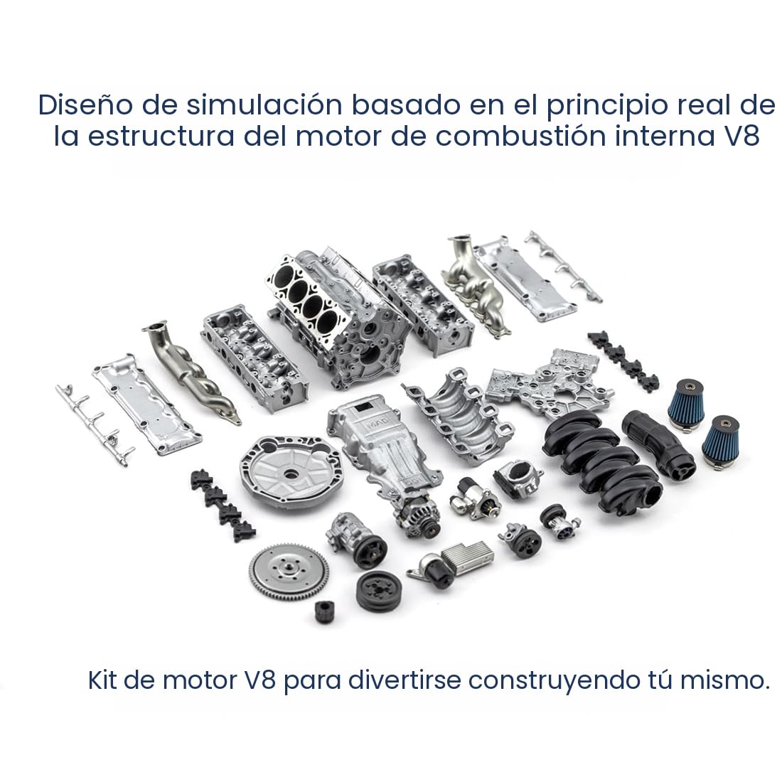 XKlemBauklode Mini kit de motor V8, materiales de resina, kit de modelo de motor MAD V8, kits de modelos para adultos, modelo de motor de ensamblaje DIY, 2,52 x 2,36 x 2,17 pulgadas