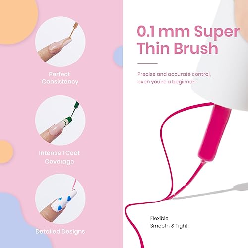 Miniatura 4 de beetles Gel Polish Juego de delineadores de uñas de gel para uñas, blanco, negro, rojo, plateado, nude, brillantina, colores de pintura, remolino,