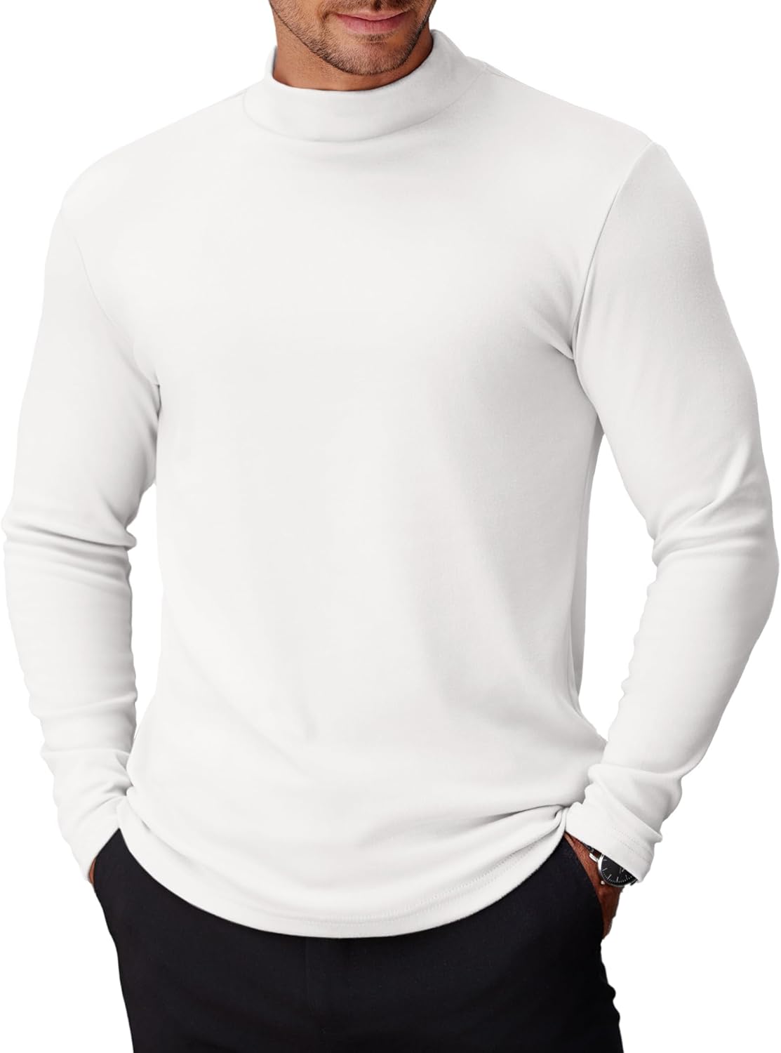 COOFANDY Mens Mock Turtleneck Long Sleeve Shirts Basic Thermal Turtle Neck Undershirt Lightweight Pullover Sweaters Top