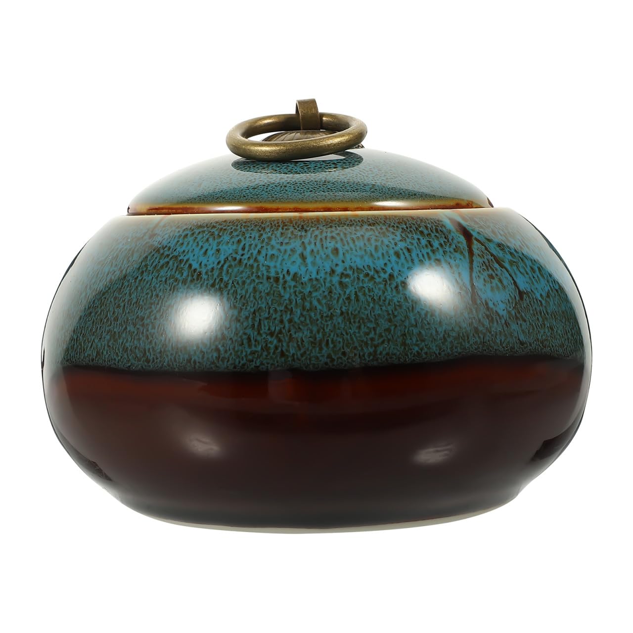 Kichvoe Ceramic Tea Canister Blue Glazed Tea Storage Jar Kitchen Decor