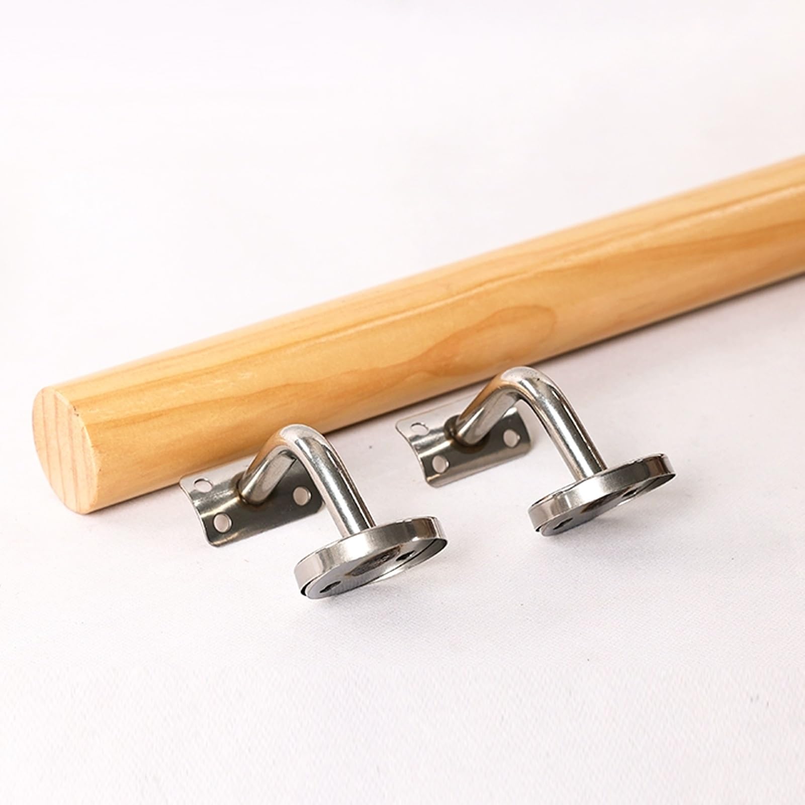 Wood Staircase Handrail with Brackets Screws, 3ft 4 Ft 7ft 10ft 12ft 13ft 14ft Wooden Hand Rails for Indoor Stairs, Wall Mount Stair Railing Non-Slip Grab Bar(Rounded,13ft(396cm))