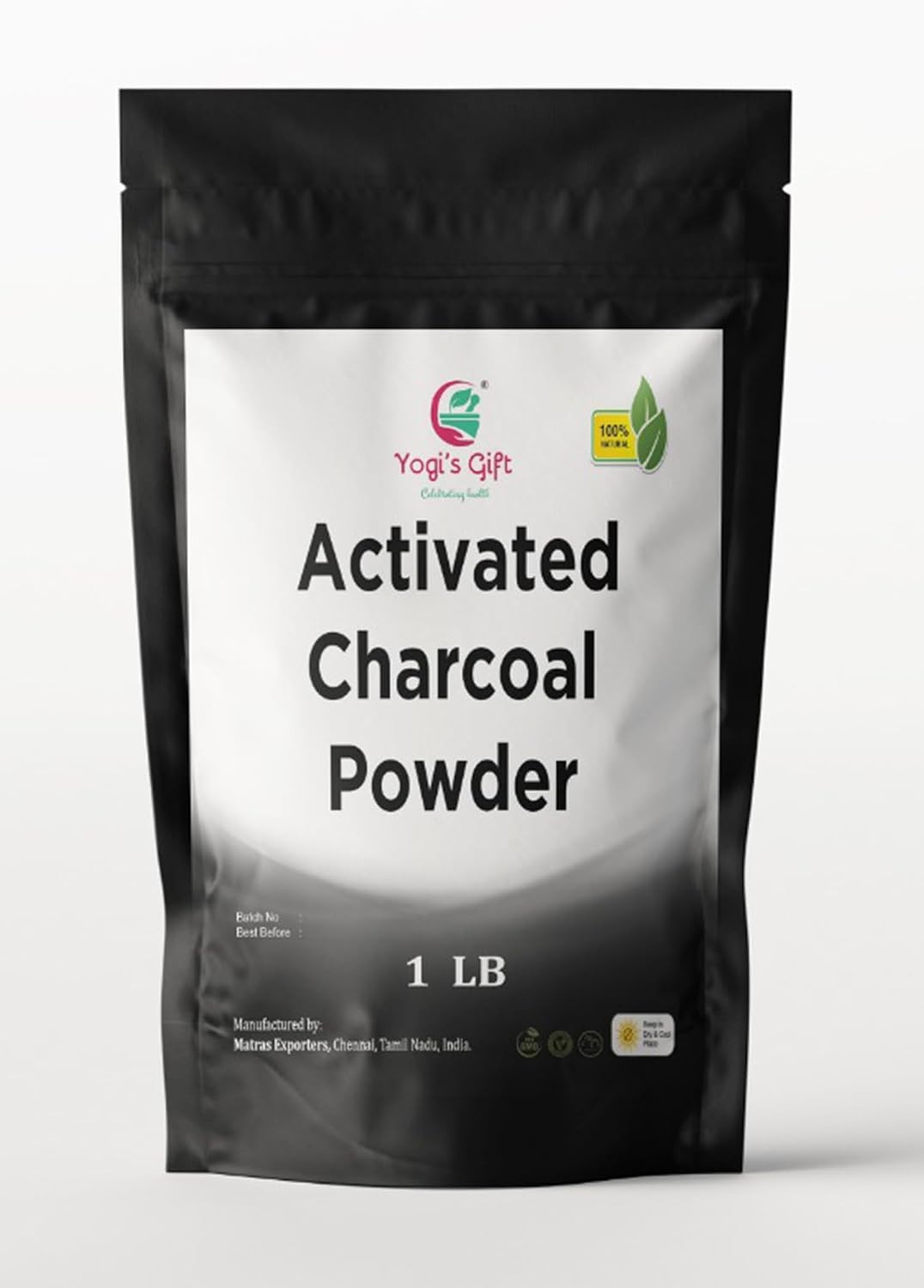 YOGI’S GIFT – Celebrating health Activated Charcoal Powder 1 LB | Grounded Activated Charcoal Powder for Facial Scrub, Skin & Soap Making | Coconut Shells Based | By Yogi's Gift®