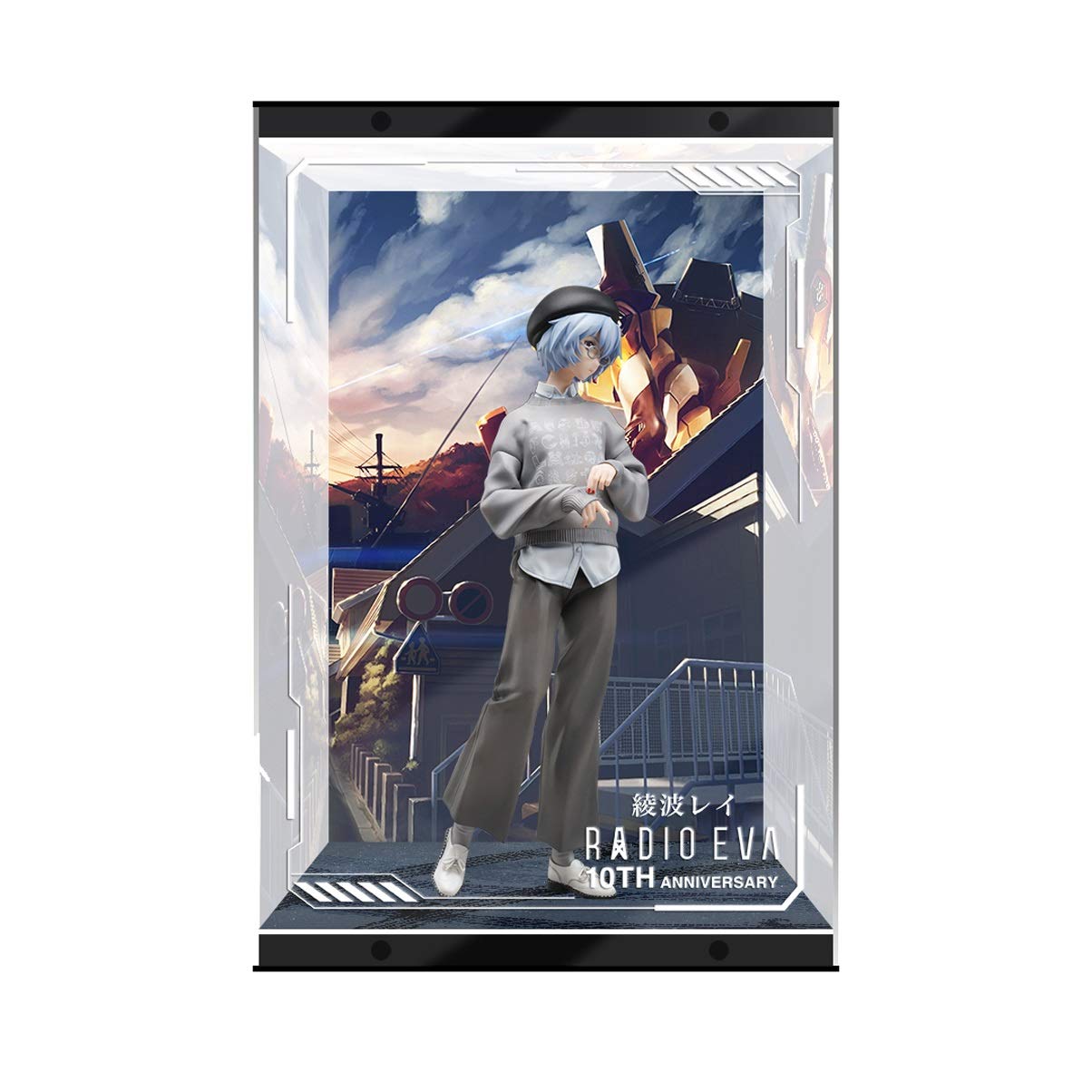 SUH EVA Evangelion Ayanami Model Display Box LED Display Frame Handmade PVC Figure Model Display Box