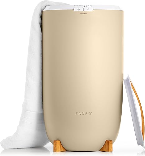 Zadro - Calentador de toallas grande con aromaterapia y aceite esencial de lavanda, con apagado automático, para baño (marfil)