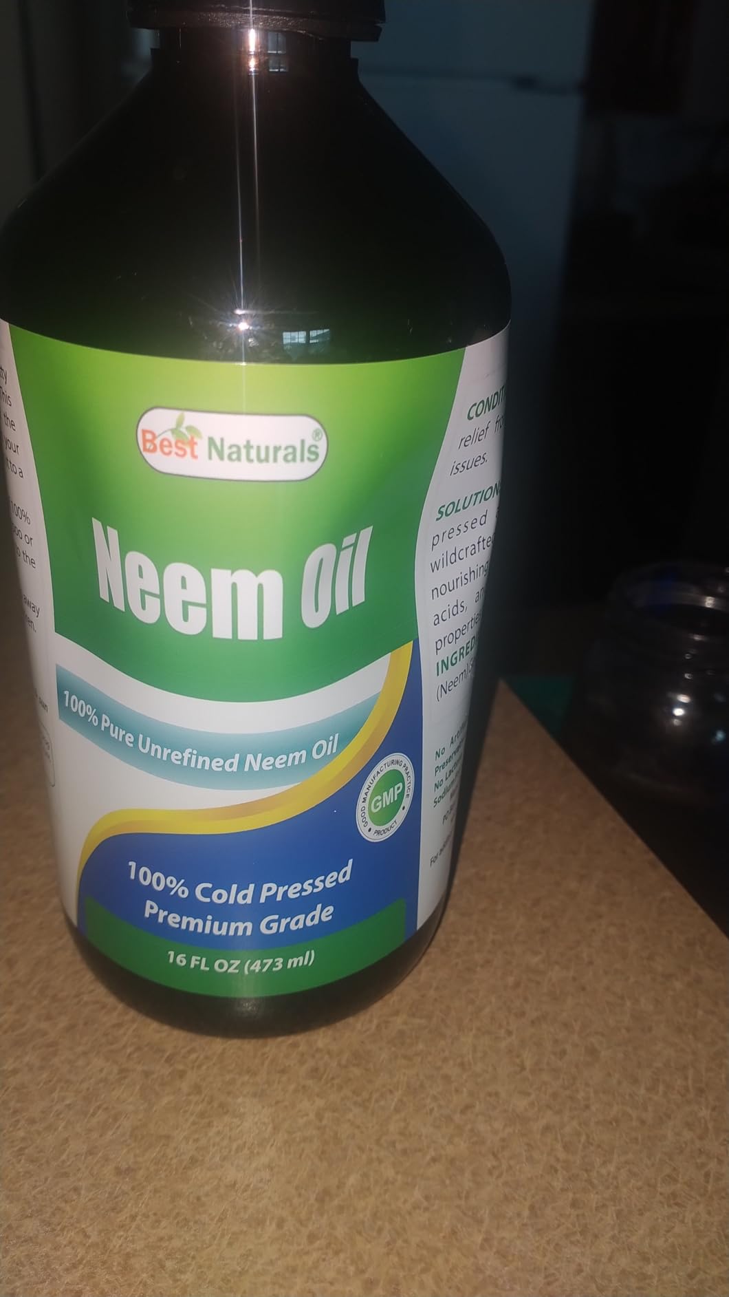 Best Naturals 100% Pure Neem Oil, 100% Cold Pressed and Unrefined - 16 OZ (1 Bottle)