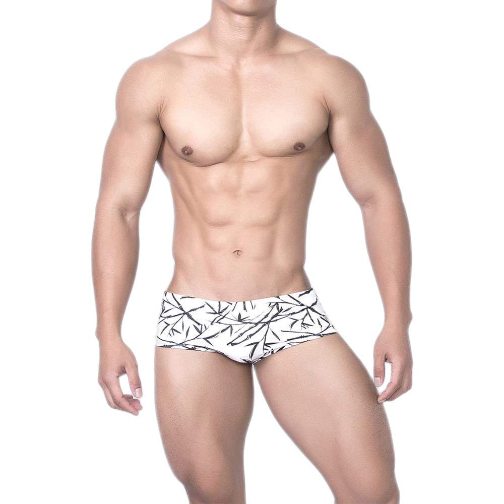 UXHmen's Chinese style ink print with cup three-dimensional swimming trunks sex